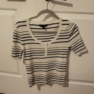 Striped Black and White Women's Top